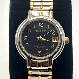 Vintage Sharp Watch Womens Two Tone Expansion Band 6" Wrist New Battery